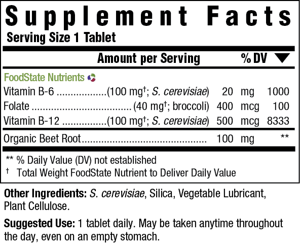 MegaFood Vegan B12 Supplement Facts